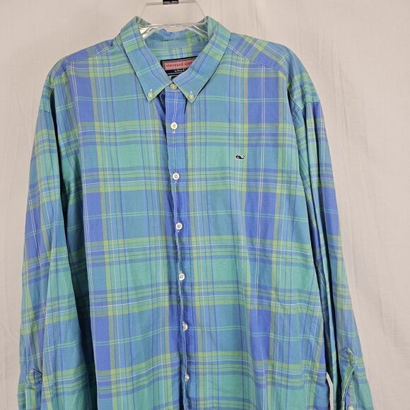 Vineyard Vines Shep & Ian Blue Plaid Button Up Shirt Men's Size XL Whale Shirt - Picture 3 of 6